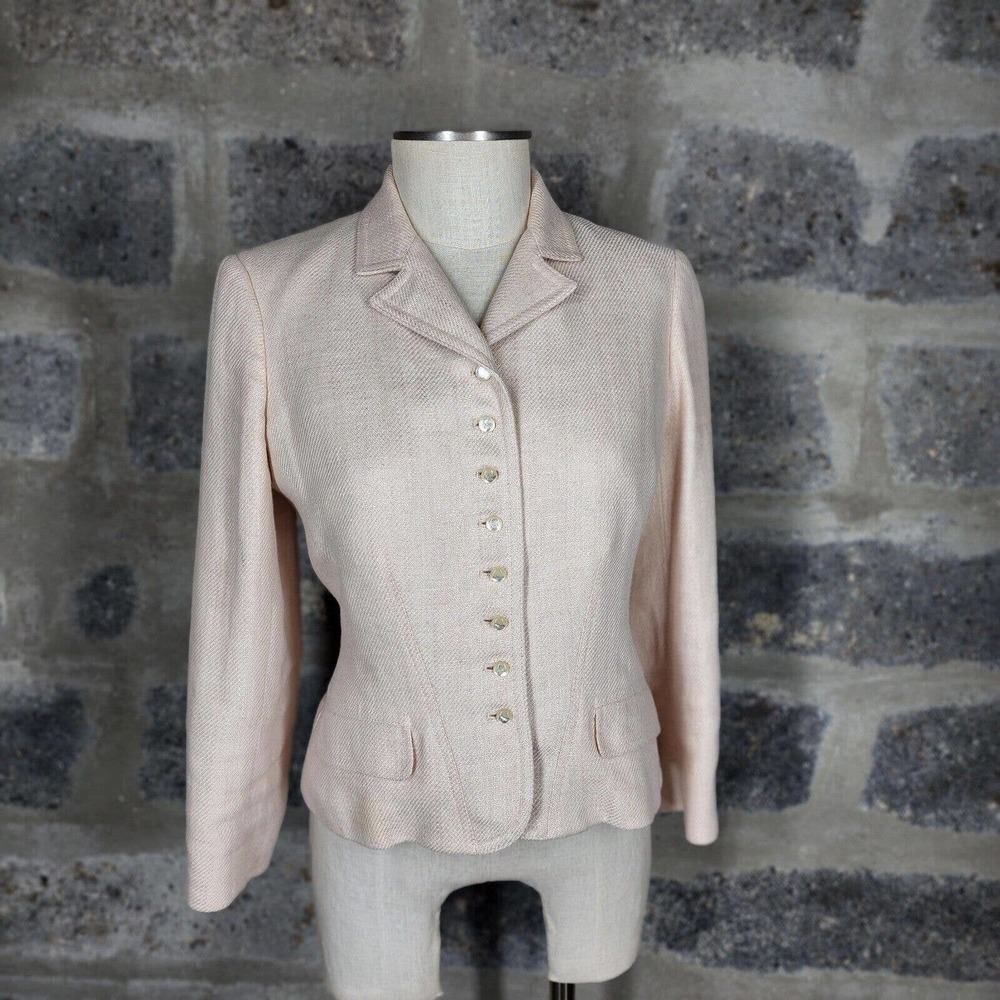 RALPH LAUREN sz 6 light pink linen victorian peplum jacket blazer